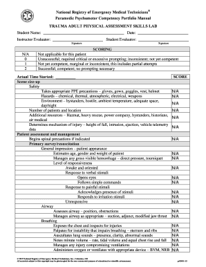Emt Trauma Assessment Sheet  Form