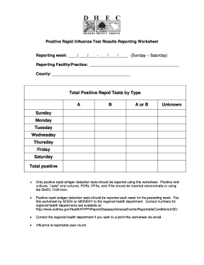 Positive Flu Test Paperwork  Form