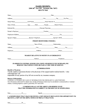 Oasis Medical Spa  Form