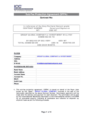 Sub Fee Protection Agreement Template  Form