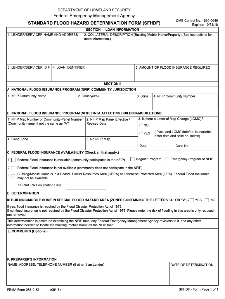 Standard Flood Hazard Determination Form