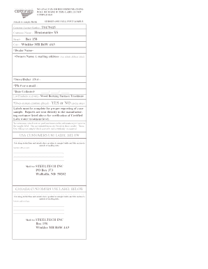 Heatmaster Water Sample Label  Form