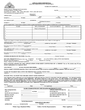 Garden Home Management  Form