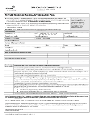  PRIVATE RESIDENCE ANNUAL AUTHORIZATION FORM Gsofct 2014