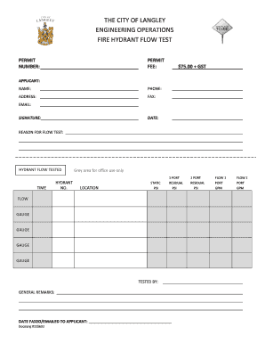 Hydrant Flow Test Form