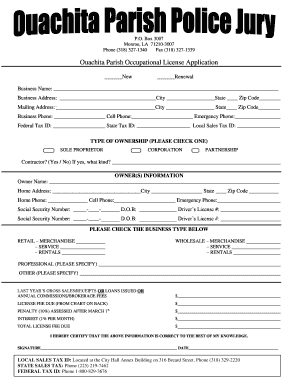 Occupational License Monroe La  Form