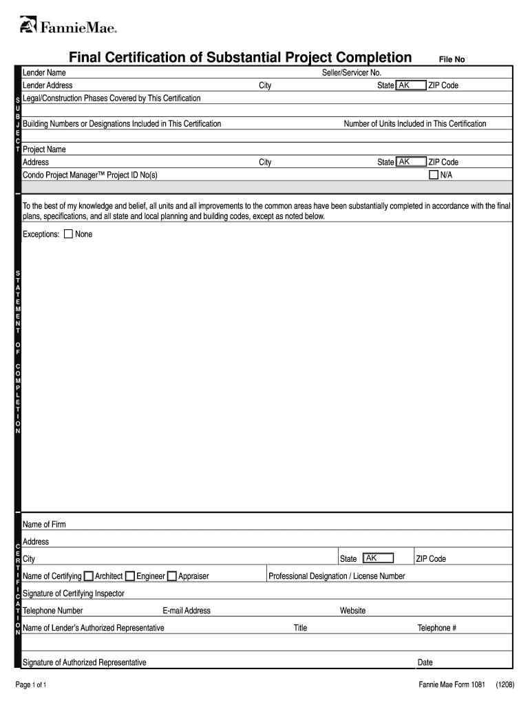 1081 Form Appraisal