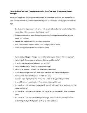Pre Coaching Questionnaire PDF  Form