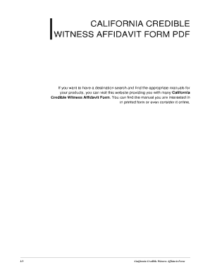 Credible Witness Affidavit PDF California  Form