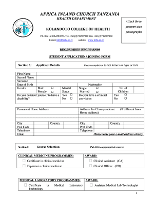 Kolandoto College Fees  Form