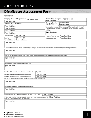 Distributor Assessment Form FibreFab Ltd