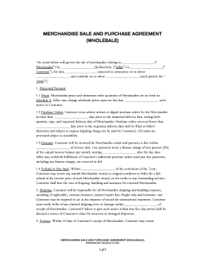 Wholesale Product Purchase Agreement  Form