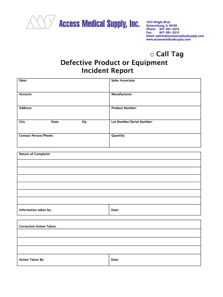 Get and Sign Product Incident Report  Form