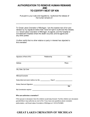 Next of Kin Document  Form