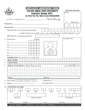 aiou enrollment assignment download