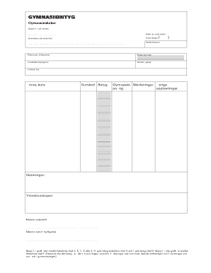 Gymnasieintyg  Form