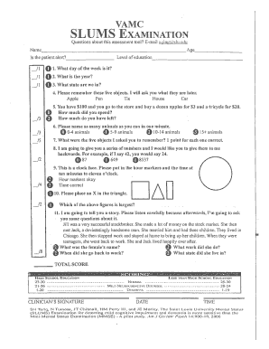 Slums Test  Form