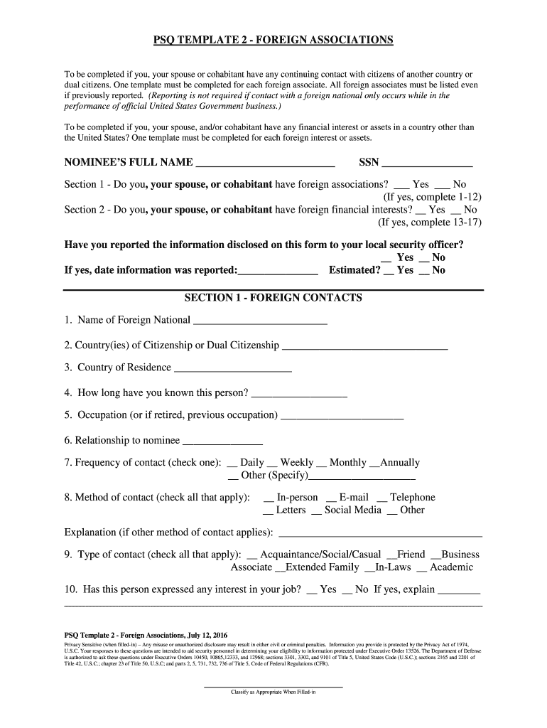 Psq Template  Form