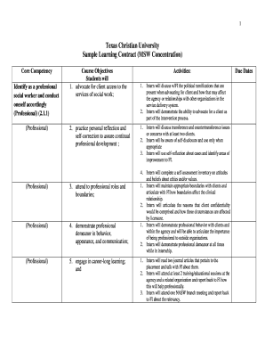 Social Work Learning Contract Examples  Form