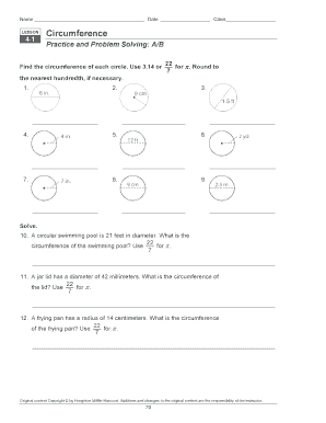 circumference practice and problem solving c answer key