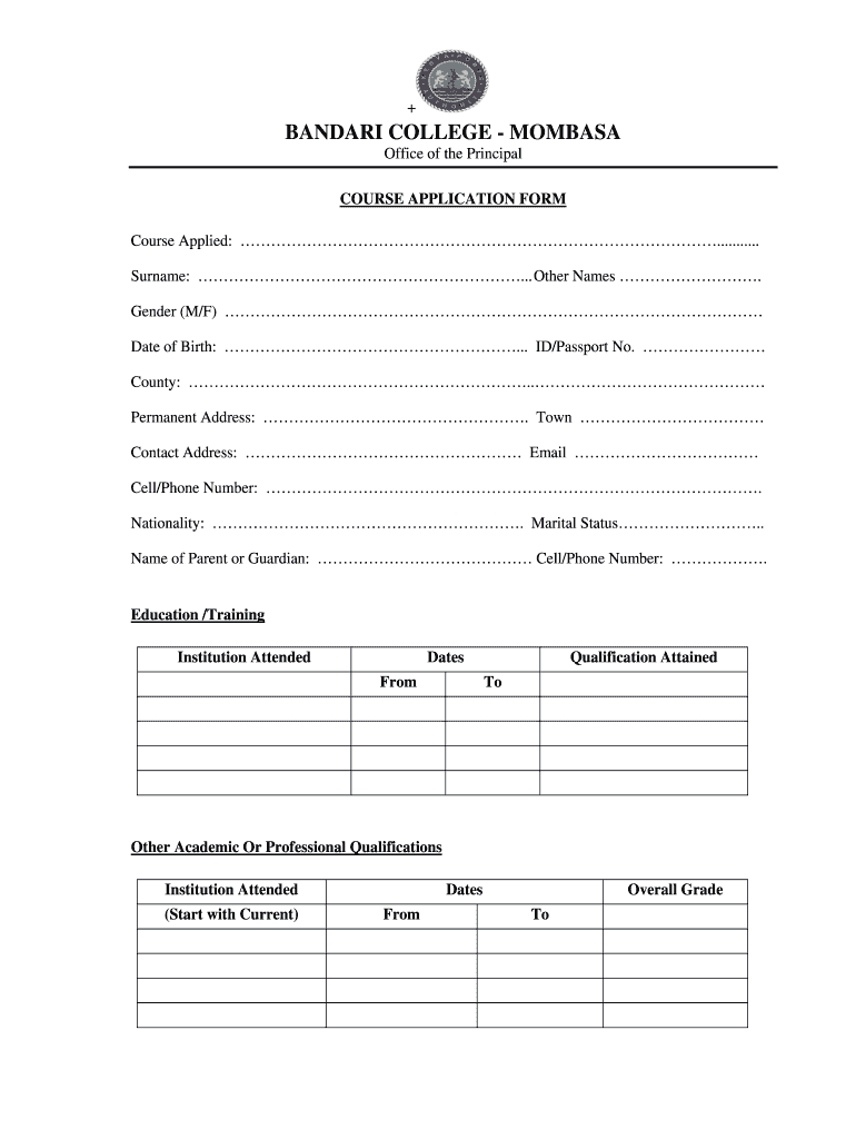 Bandari College  Form