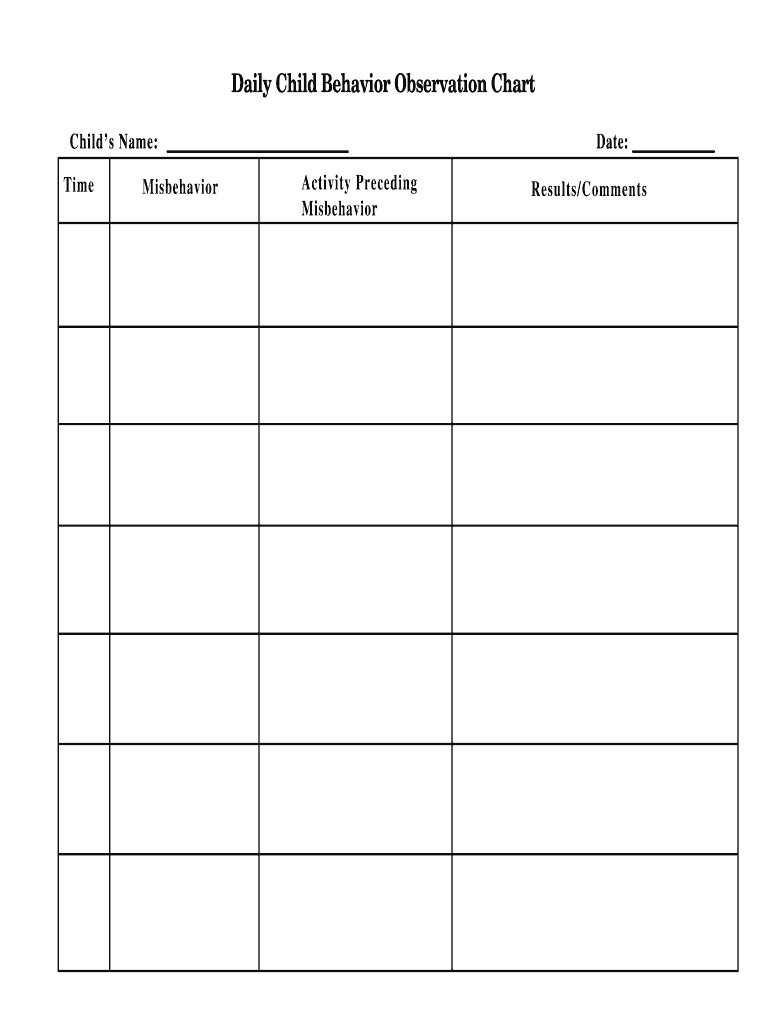 Daily Behavior Chart Template  Form