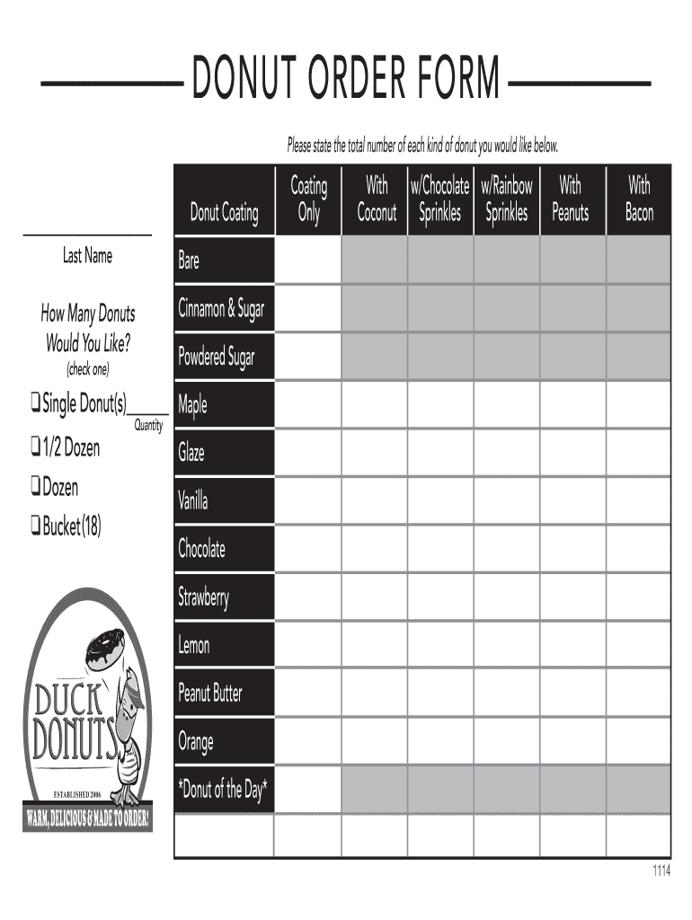 Duck Donuts Order Form PDF