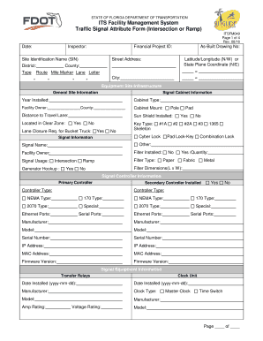 ITSFM031 ITS Field Equipment Site Attribute Form Florida Dot State Fl