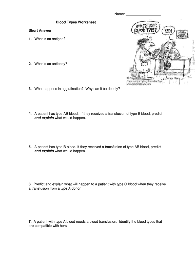 Blood Types Worksheet Short Answer Answers  Form