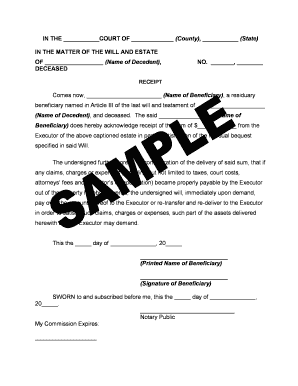 Sample Letter to Beneficiaries Distribution of Funds  Form