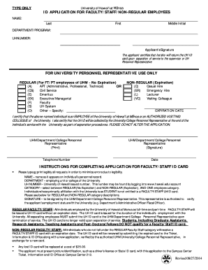  UH FacultyStaff ID Application University of Hawaii 2014-2024