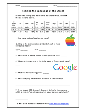 Reading the Language of the Street Worksheet Answers  Form