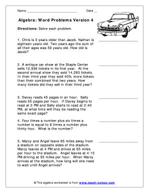 Real World Math Problems Worksheets PDF  Form