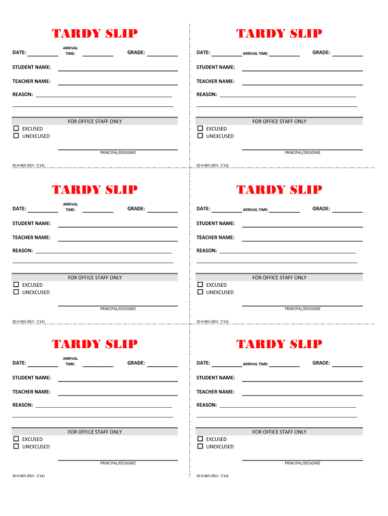  Tardy Slip PDF 2014-2024