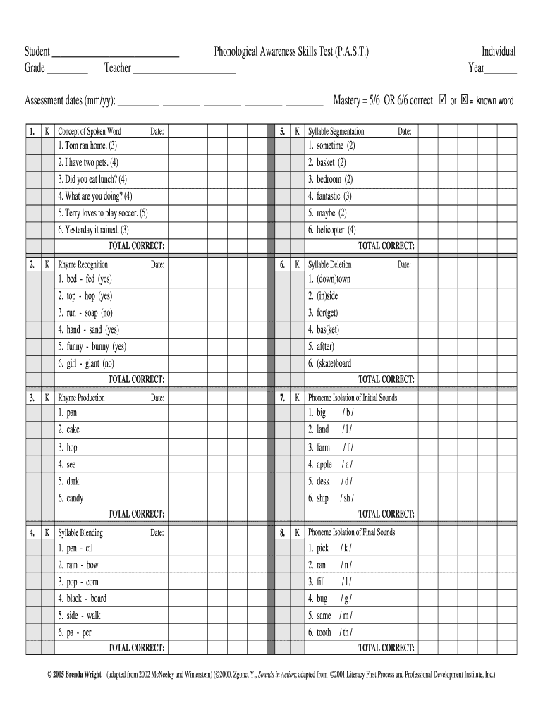 Past Assessment PDF  Form