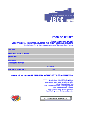 Jbcc Form of Tender