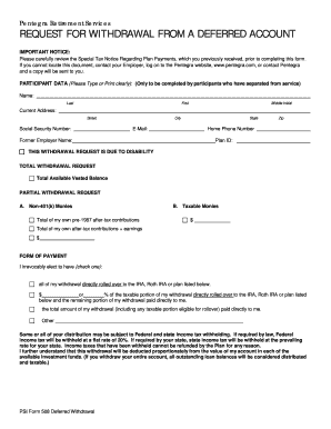 Pentegra Retirement Services REQUEST for WITHDRAWAL from a 401ksave  Form