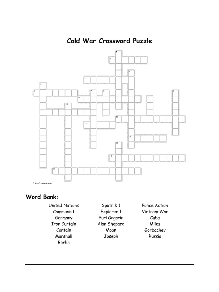 Cold War Crossword Puzzle PDF  Form