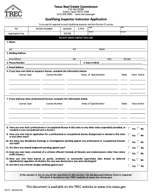 Texas Instructor Application  Form