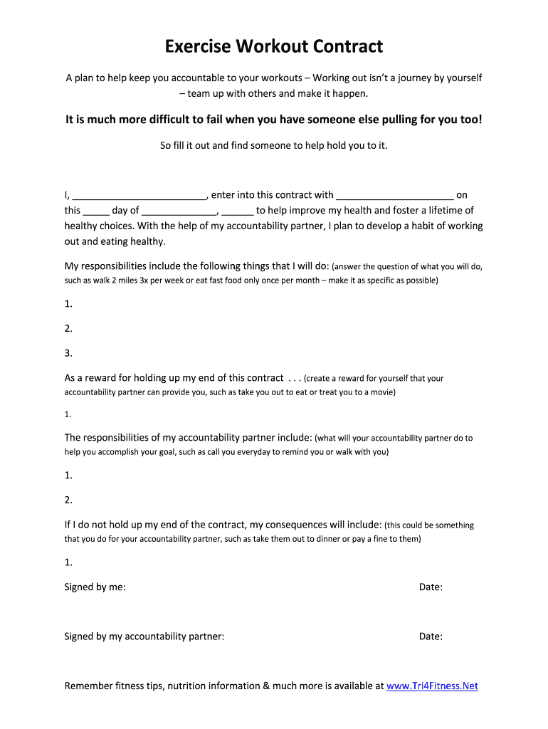 Workout Contract  Form