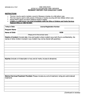  Child Incident Report Example 2014-2024