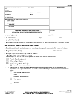  JV 596 DISMISSAL and SEALING of RECORDS  Judicial Council Forms 2016