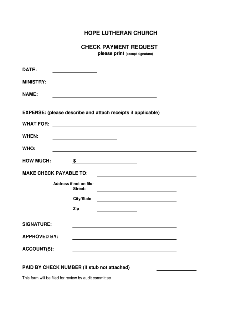 Check Payment Request Form PDF Hope Lutheran Church Ourhopechurch