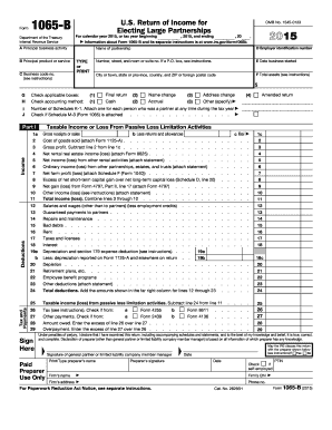  Form 1065 B Internal Revenue Service Irs 2015
