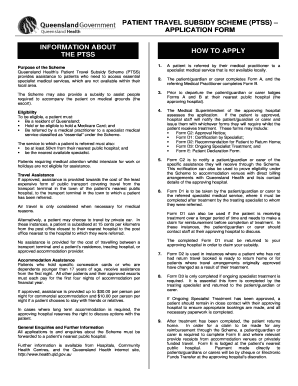 PTSS Application Form Patient Travel Subsidy Scheme PTSS