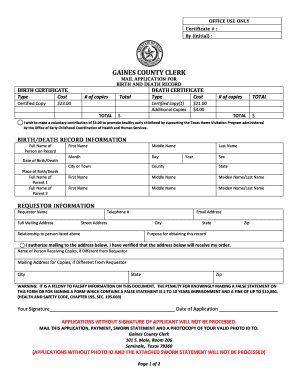 MAIL APPLICATION for BIRTH and DEATH RECORD DEATH CERTIFICATE  Form