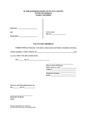 Voluntary Dismissal Form Superior Court of Fulton County