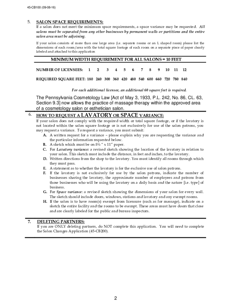  45 Cb100 Form 2016-2024