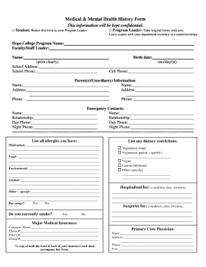 Get and Sign Health History Form