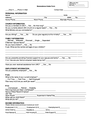 Benevolence Intake Form